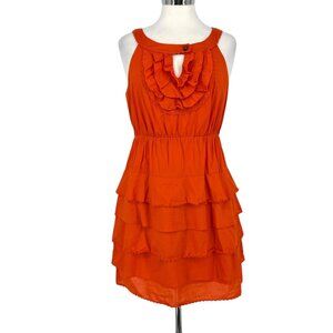Maeve Anthropologie Terrasina Sleeveless Tiered Ruffle Mini Dress Orange Size XS